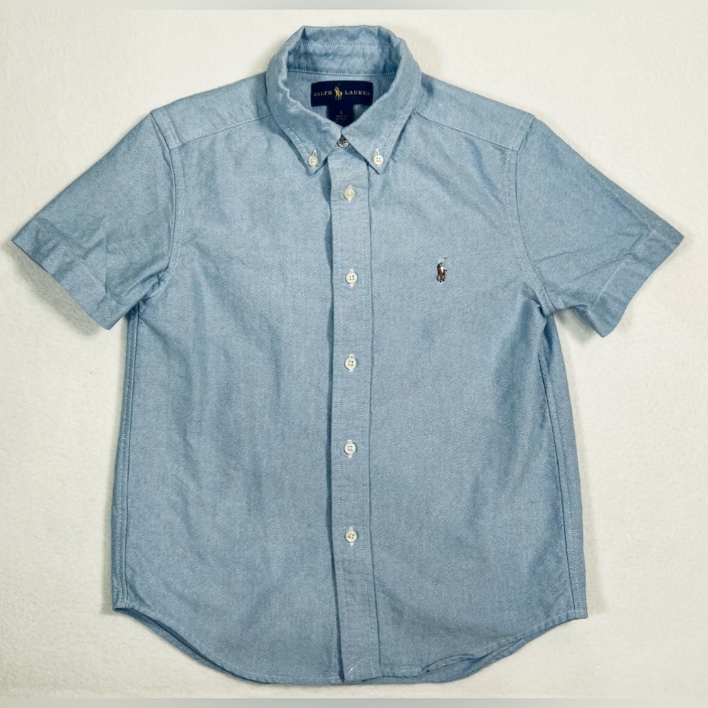 Ralph Lauren Light Blue Short Sleeve Button-Down Shirt - Kids